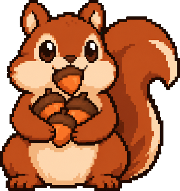 The Stash squirrel guarding its acorns